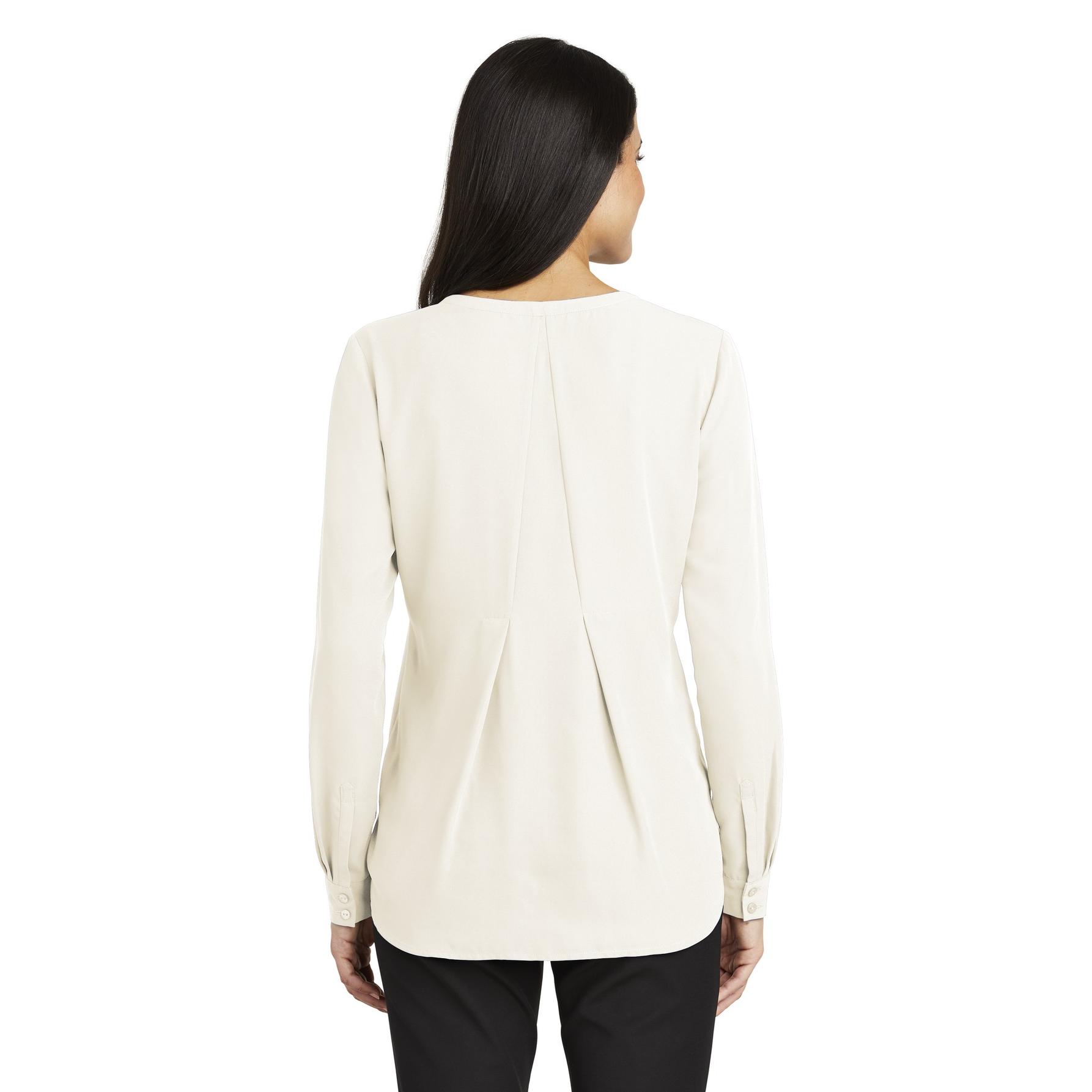 Port Authority LW700 Ladies Long Sleeve Button-Front Blouse - Ivory ...