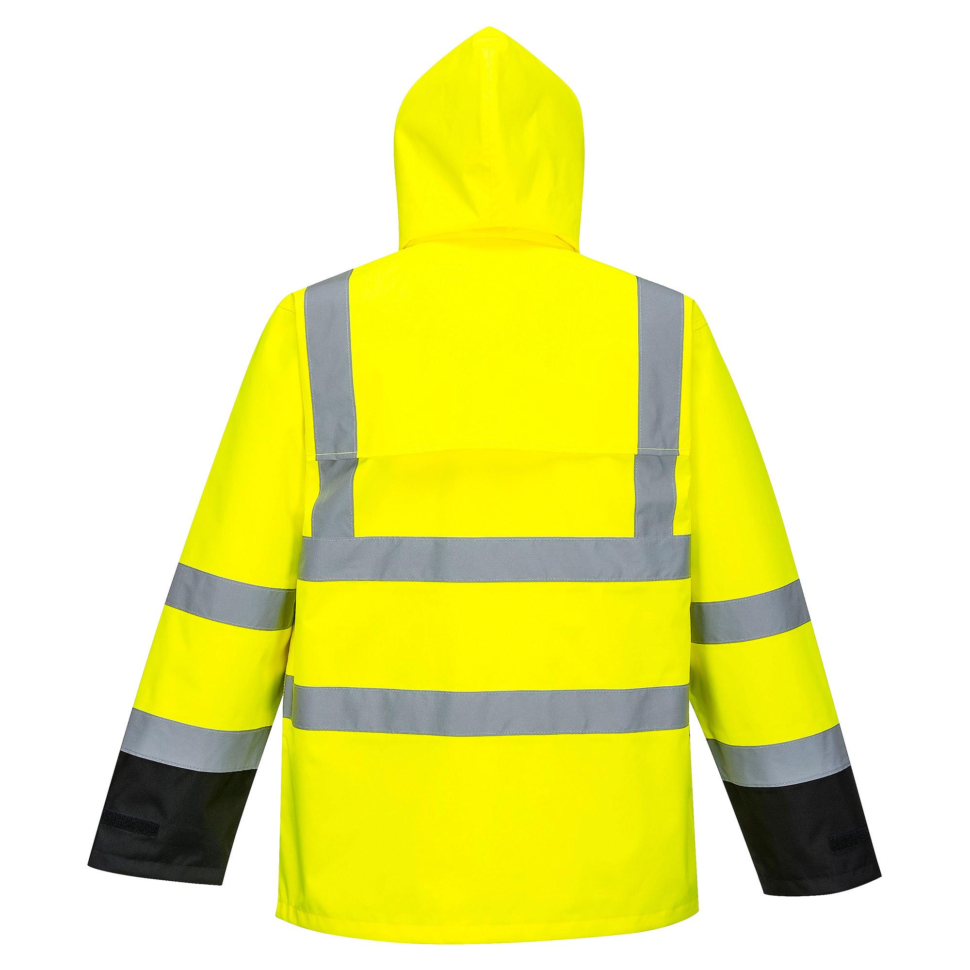 Portwest US366 Hi-Vis Contrast Rain Jacket - Yellow/Black | Full