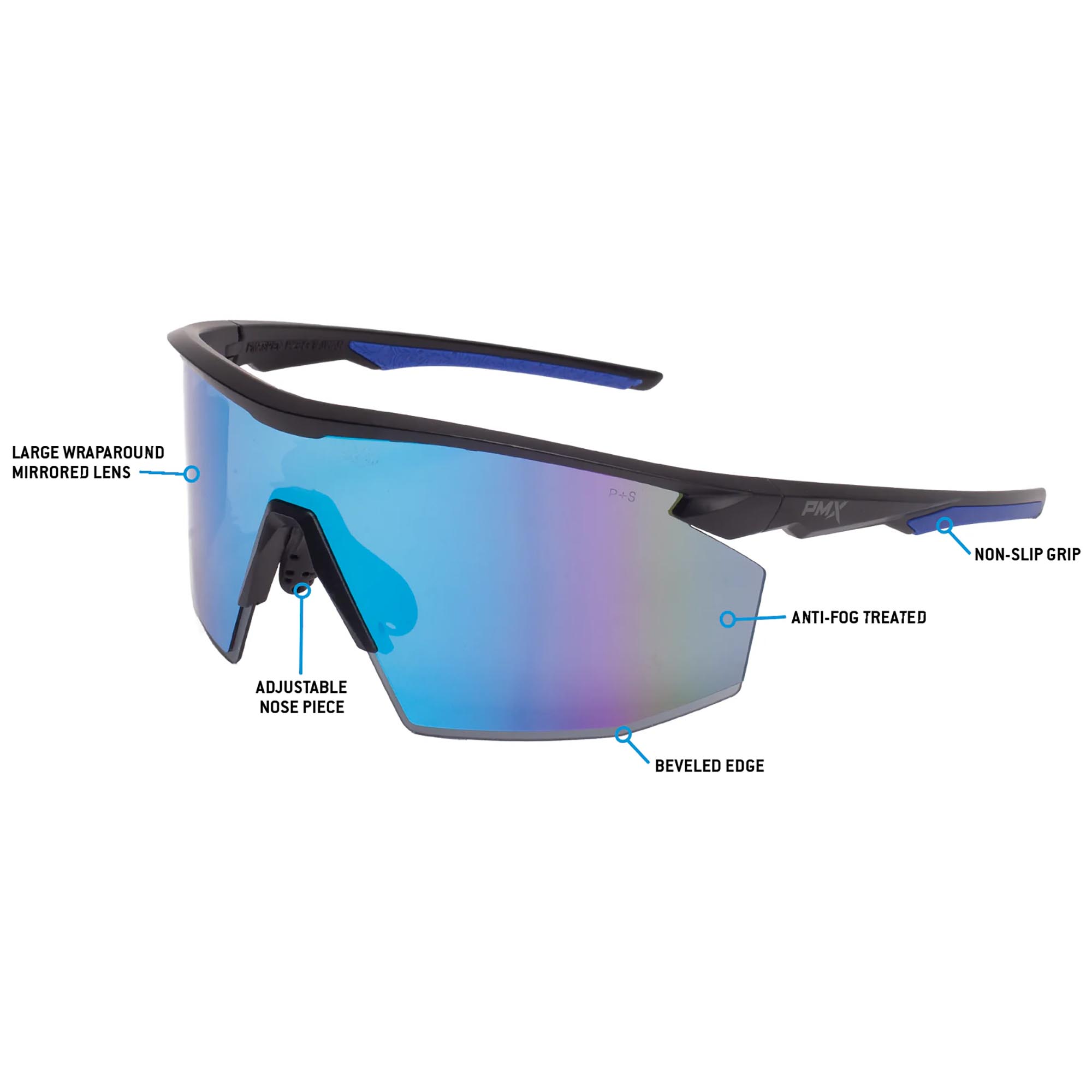 Pyramex SB11265ST Half Frame PMXSPEC Safety Glasses - Black/Blue