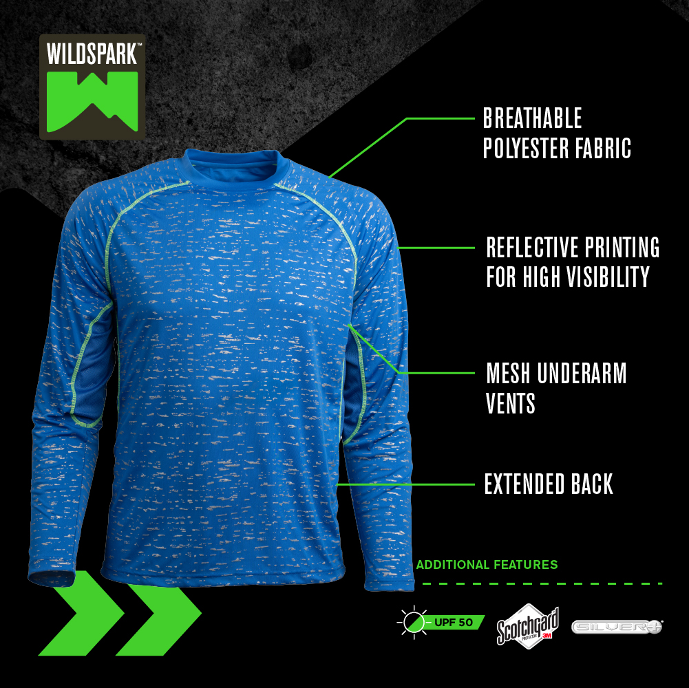 WildSpark Men's Blue Long Sleeve Reflective Running Shirt 2XL