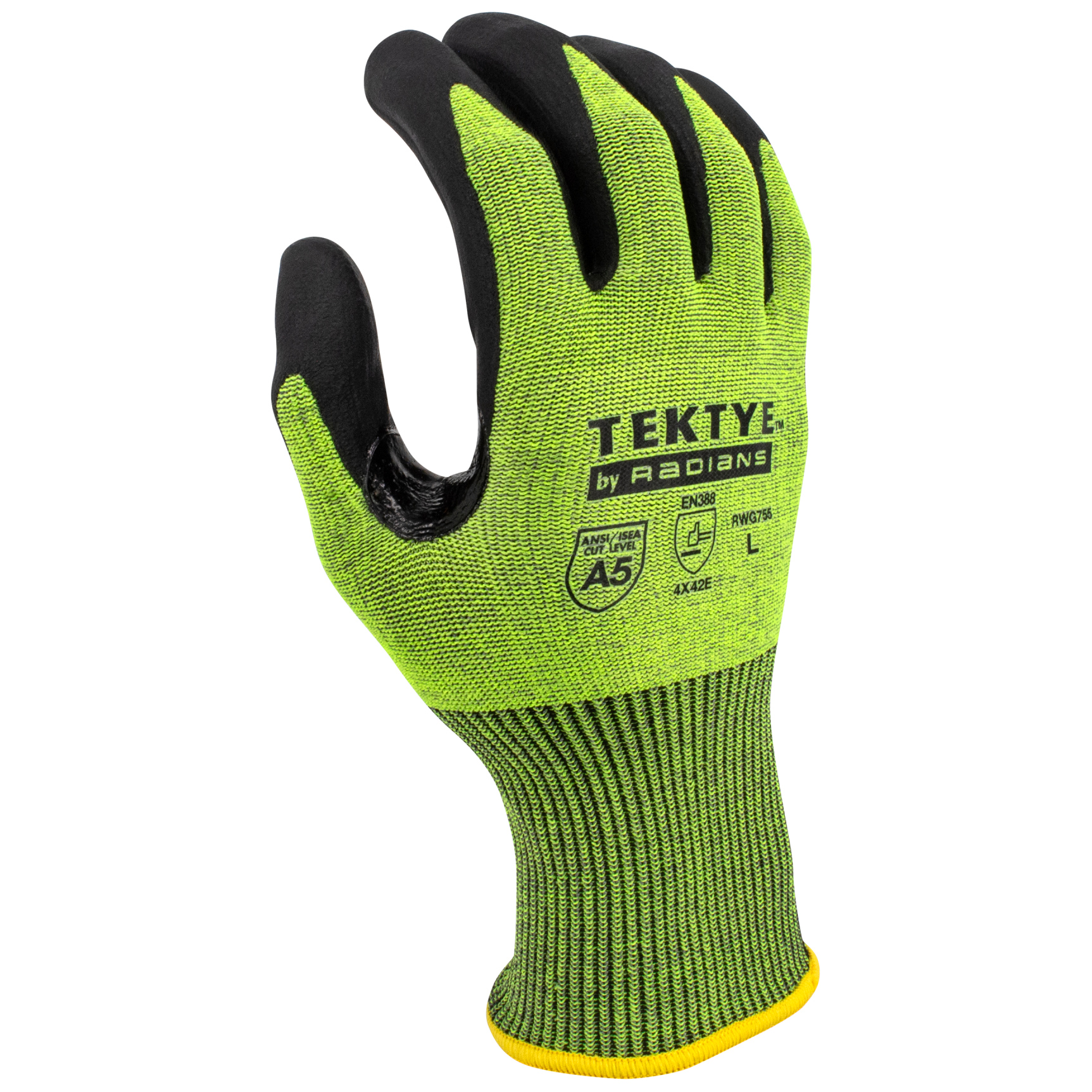 Radians RWG755 TEKTYE Cut Level A5 Nitrile Palm Work Gloves