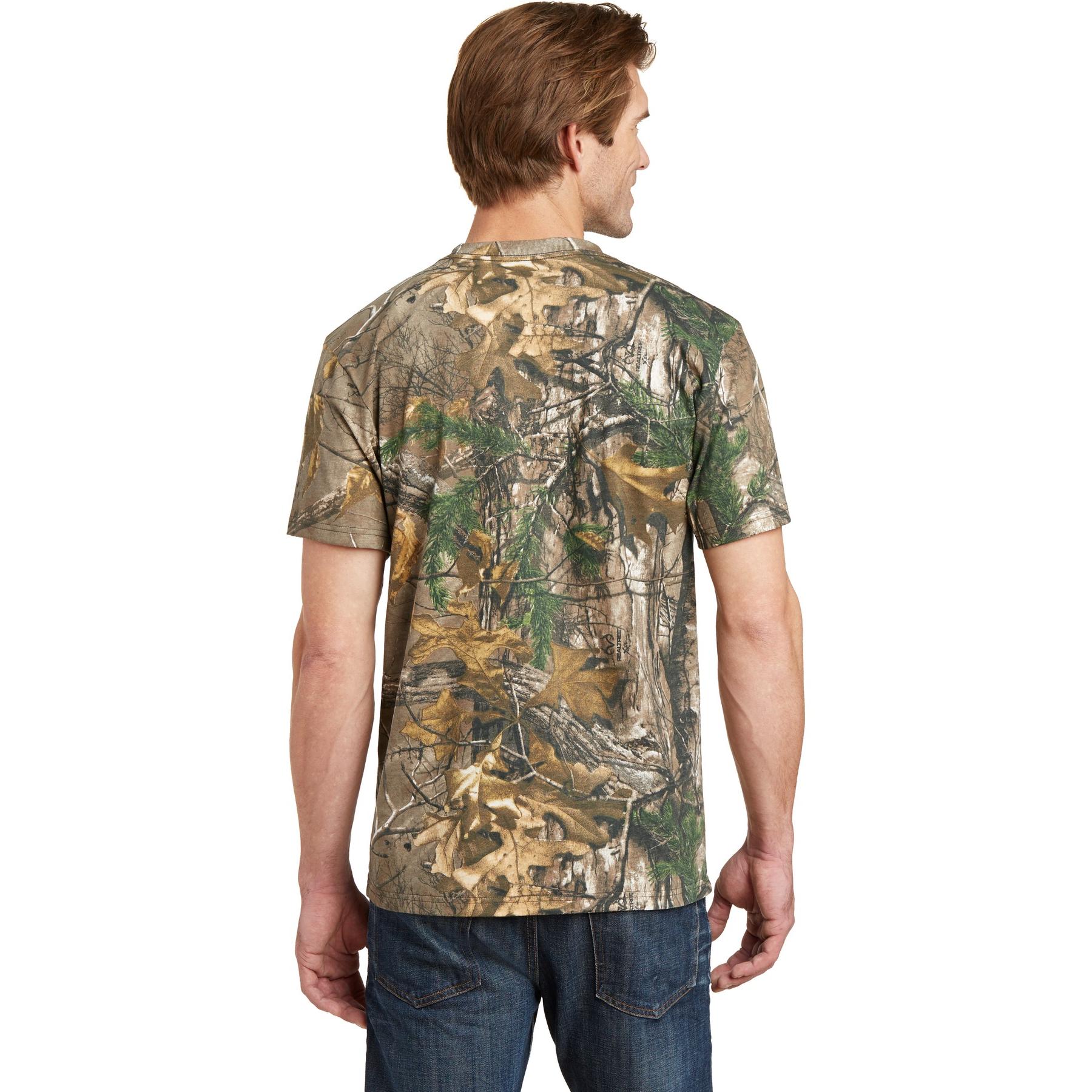 Russell Outdoors Mossy Oak Realtree Mens S-3XL 100% Cotton Pocket Camo T-shirts 