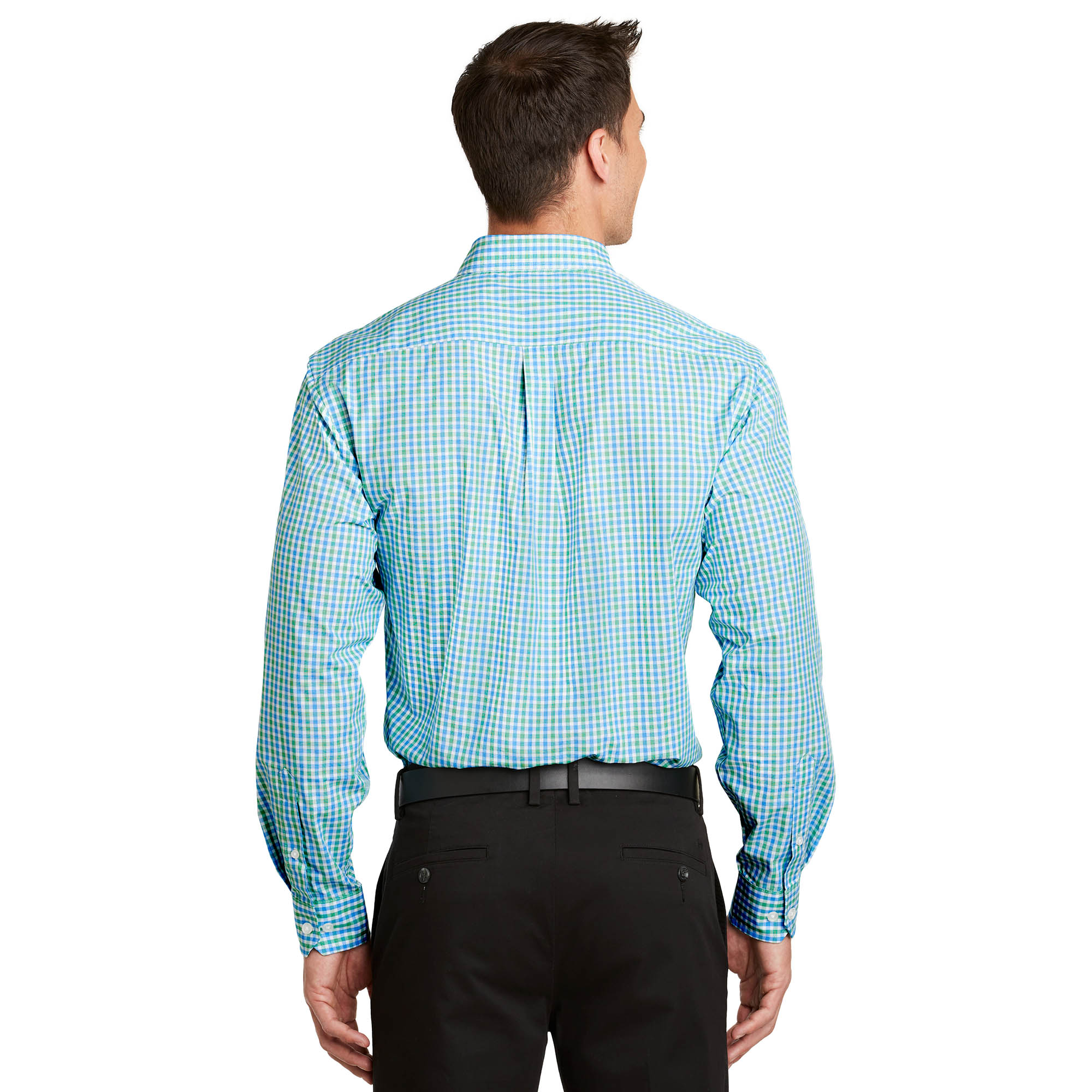 Port Authority S654 Long Sleeve Gingham Easy Care Shirt Green/Aqua