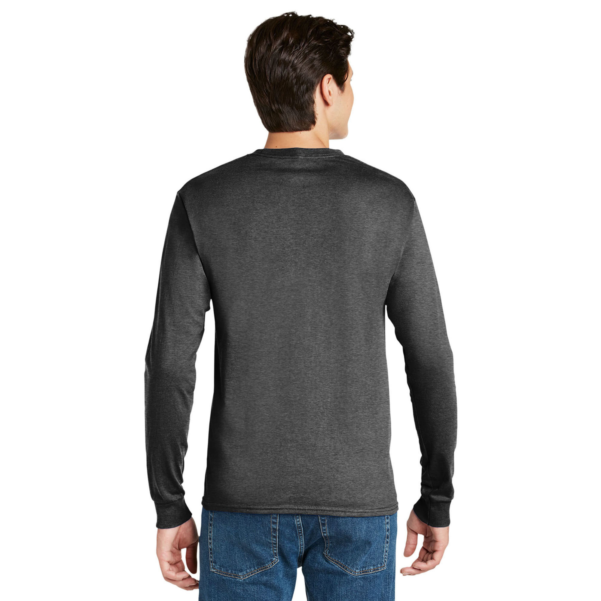 Hanes 5586 Authentic 100% Cotton Long Sleeve T-Shirt - Charcoal Heather ...