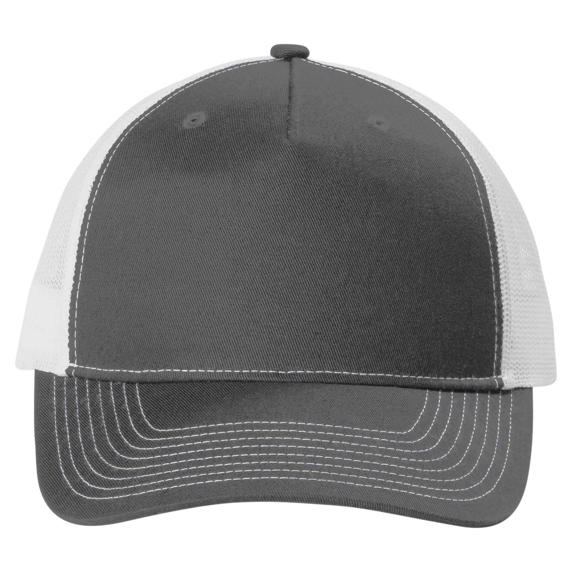 Port Authority C115 Snapback Five-Panel Trucker Cap - Grey Steel/White ...