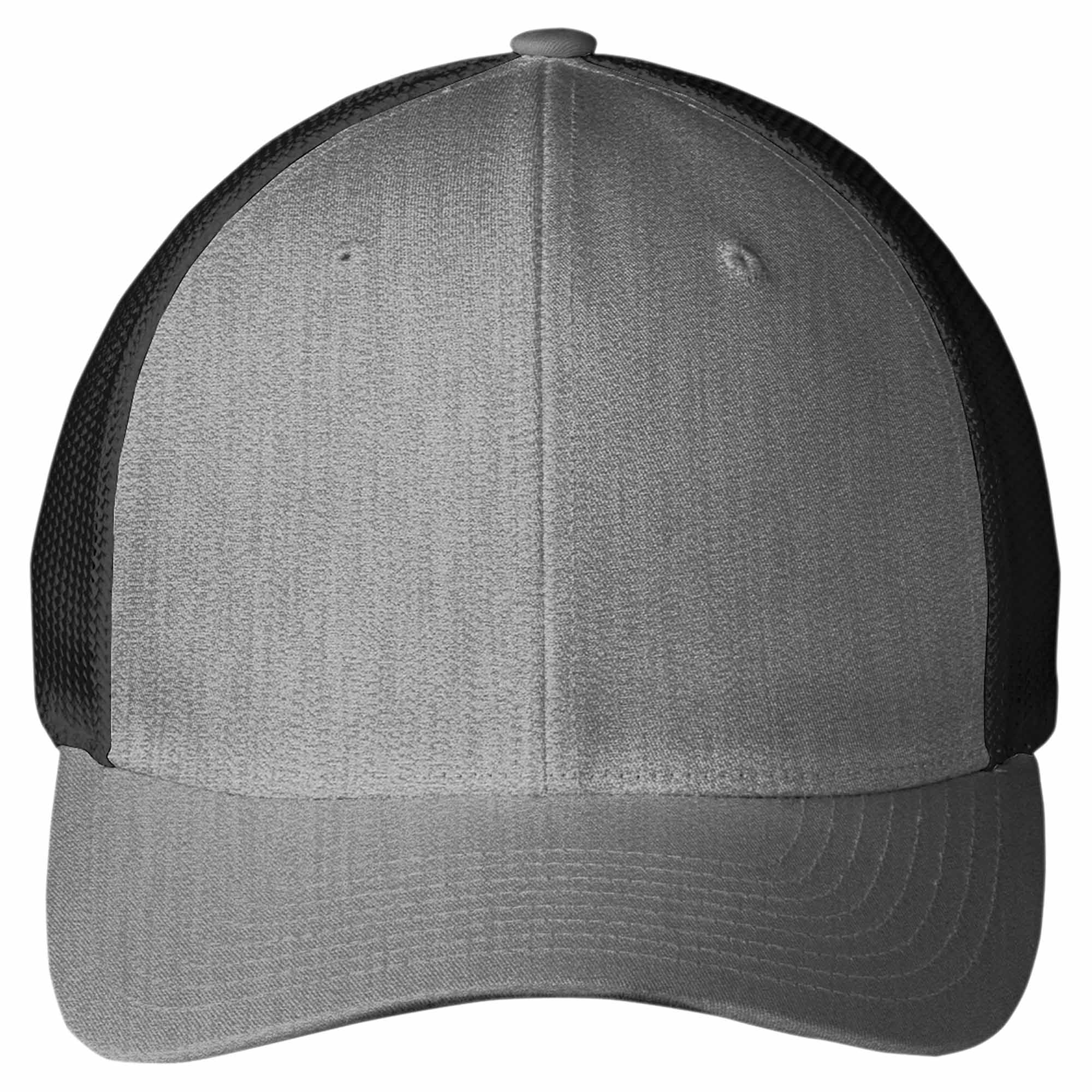 Port Authority C812 Flexfit Mesh Back Cap - Heather Grey/Black | Full ...