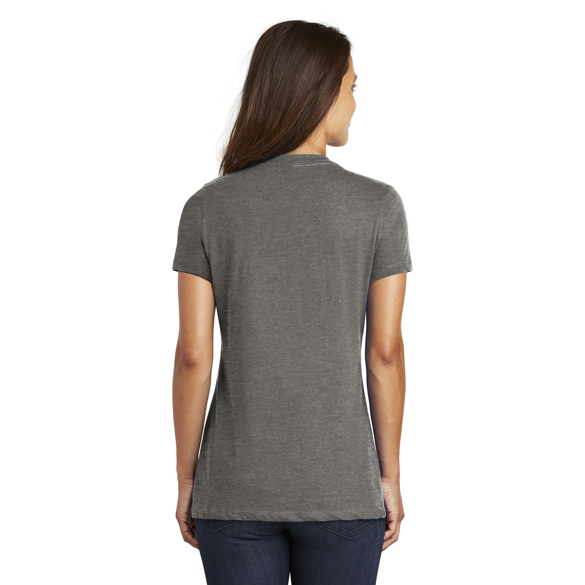 District Dm1170l Women's Perfect Weight V-neck Tee - Heathered Charcoal 