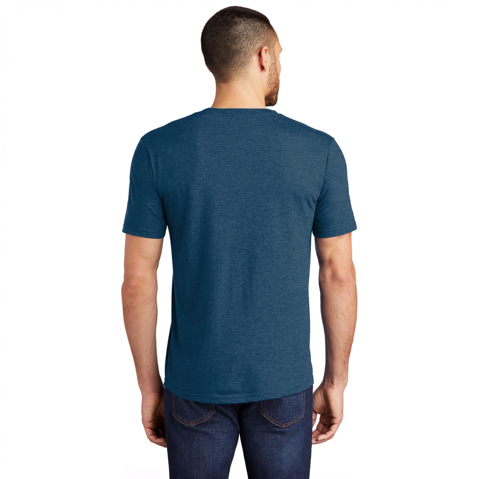 District DM130 Perfect Tri Crew Tee - Heathered Neptune Blue | Full Source