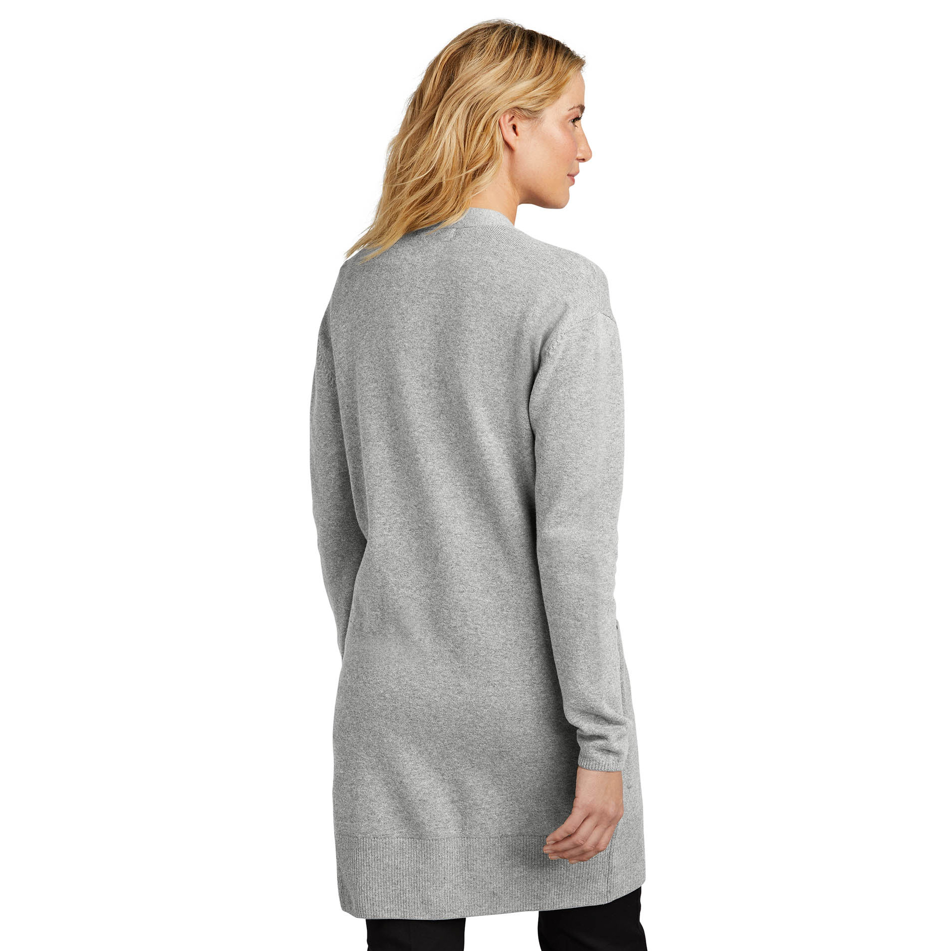 Mercer+Mettle MM3023 Women’s Open Front Cardigan Sweater - Gusty Grey  Heather