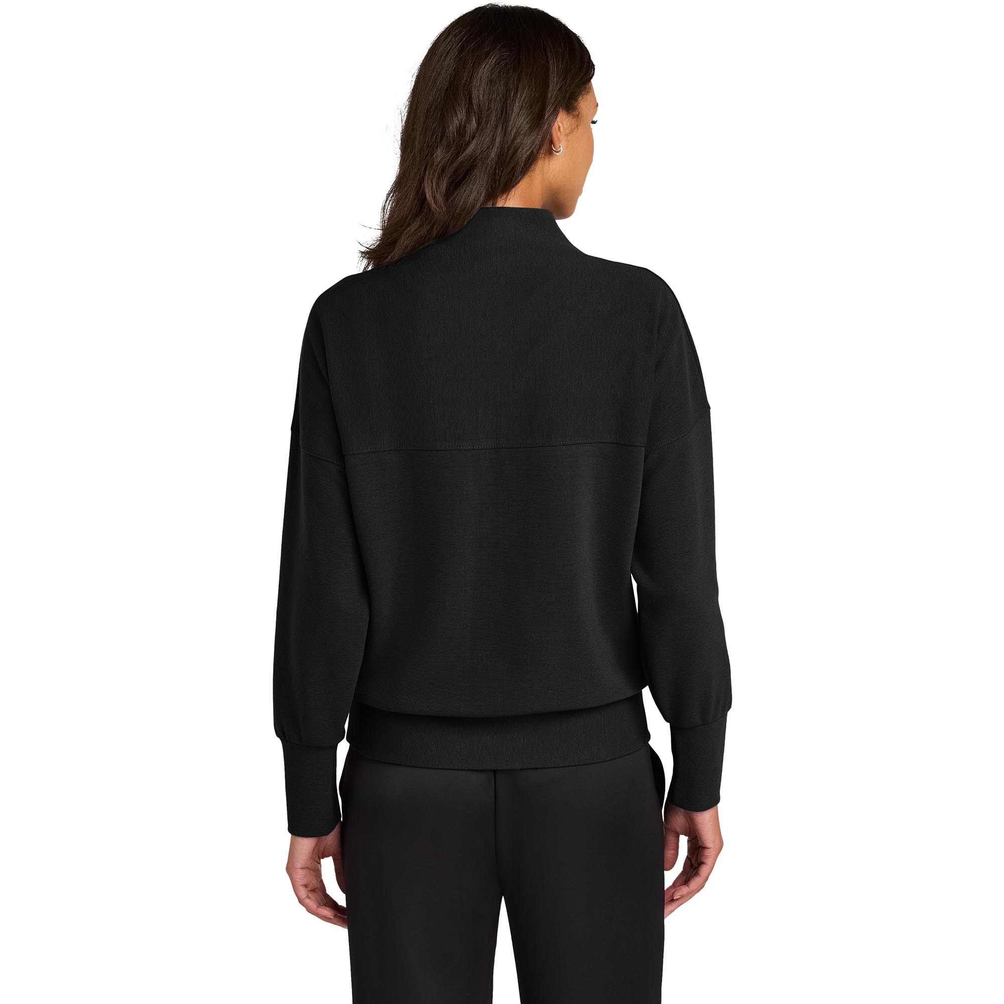 Mercer+Mettle MM3041 Ladies Linear Texture 1/4-Zip - Deep Black
