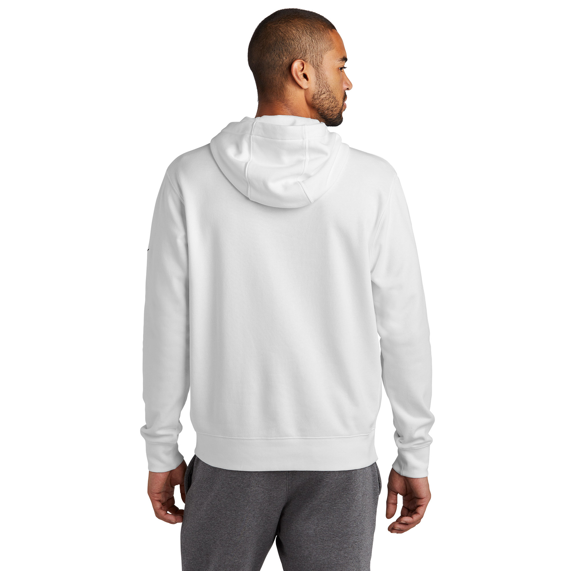 Nike NKDR1499 Club Fleece Sleeve Swoosh Pullover Hoodie - White | Full ...
