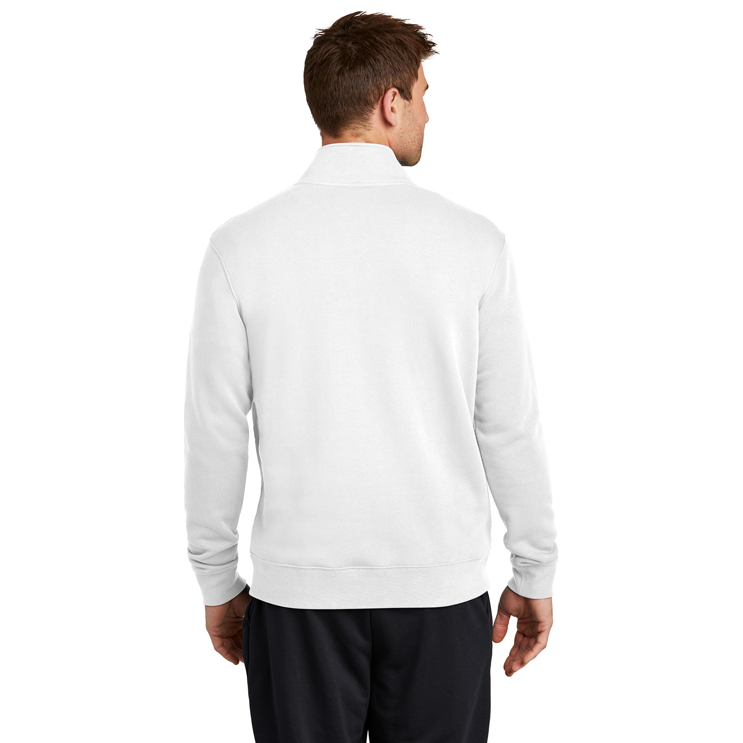 Nike NKDX6718 Club Fleece Sleeve Swoosh 1/2-Zip - White | Full Source
