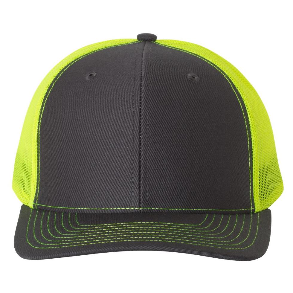 Richardson 112 Snapback Trucker Cap - Charcoal/Neon Yellow | Full Source