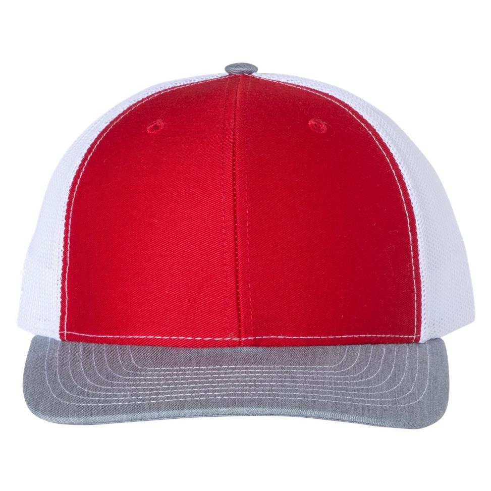 Richardson 112 Snapback Trucker Cap - Red/White/Heather Grey | Full Source