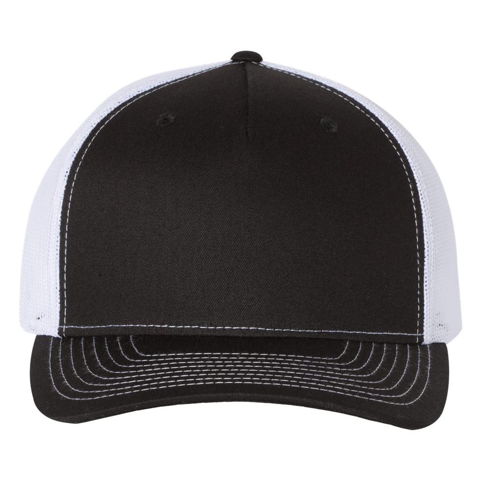 Richardson 112FP Snapback Trucker Cap - Black/White | Full Source