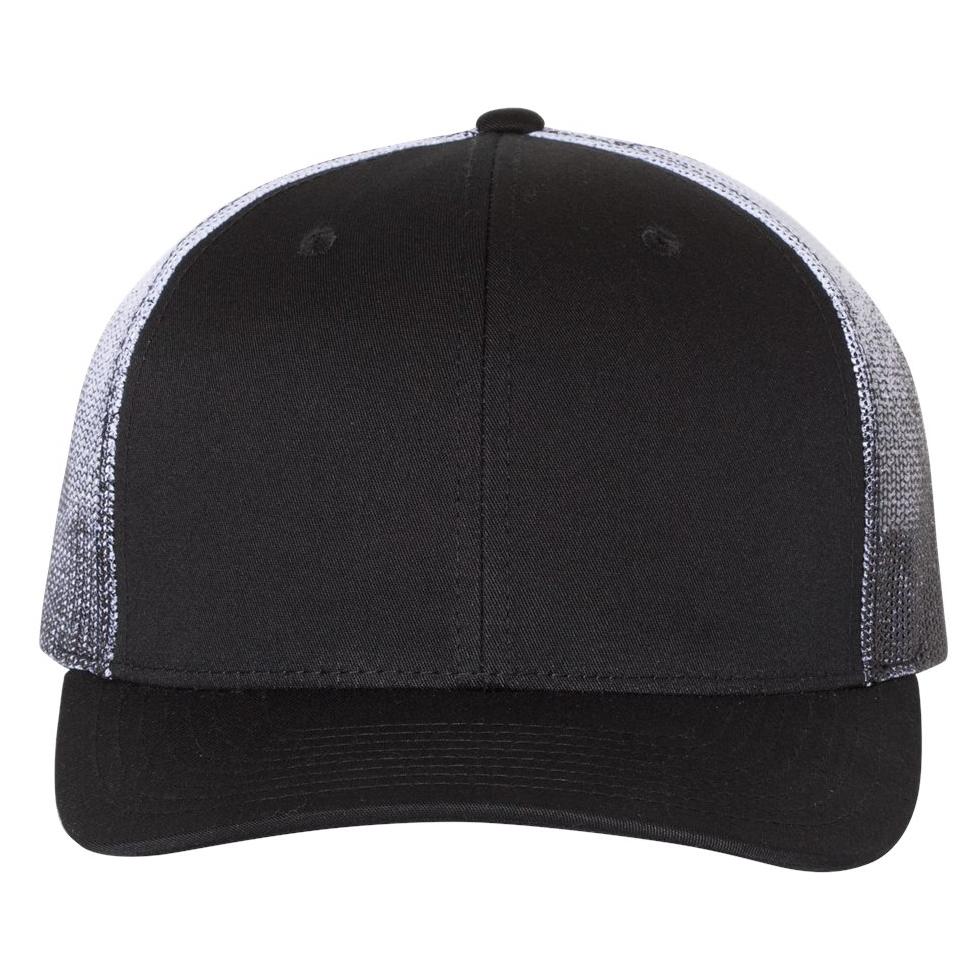 Richardson 112PM Printed Mesh-Back Trucker Cap - Black/Black to White ...