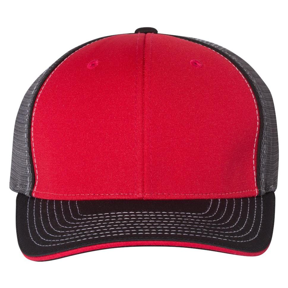 Richardson 172 Fitted Pulse Sportmesh Cap with R-Flex - Red/Charcoal ...