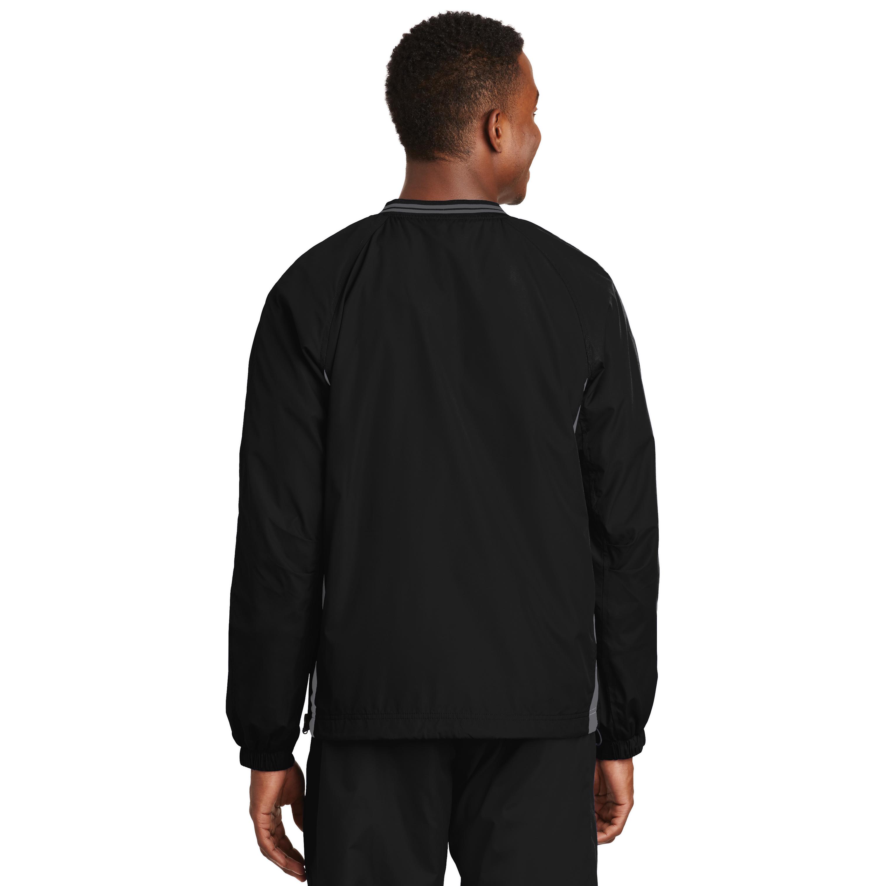 Sport-Tek JST62 Tipped V-Neck Raglan Wind Shirt - Black
