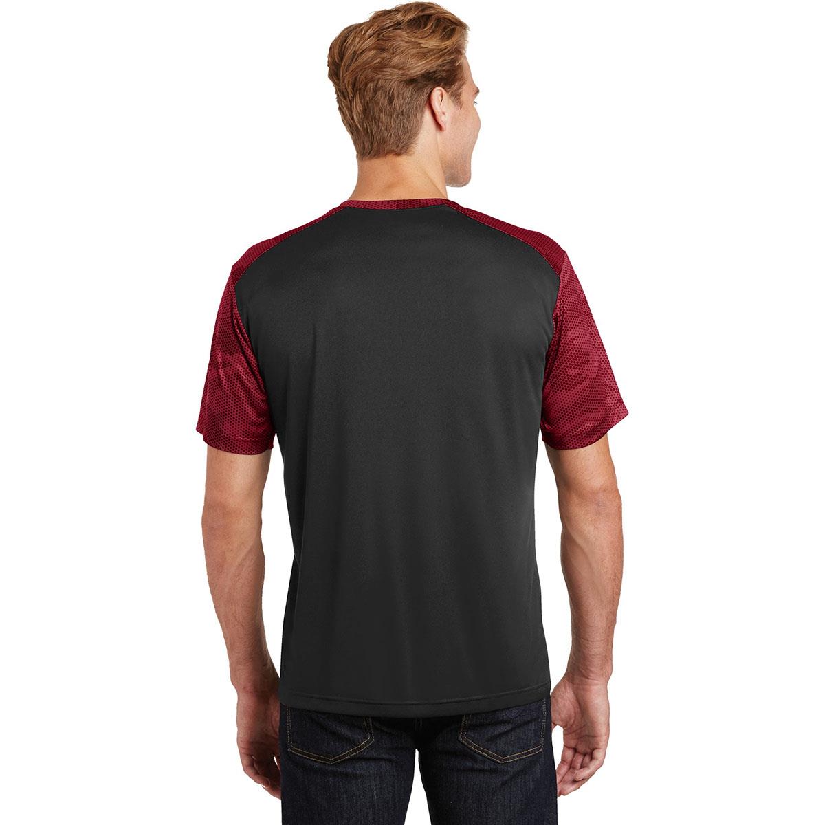 Sport-Tek Men's CamoHex Tee - Digital Camo Performance T-Shirt, Deep Red, Sizes XS To 4XL - View #13