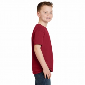 Hanes 5370 Youth EcoSmart 50/50 Cotton/Polyester T-Shirt - Deep Red