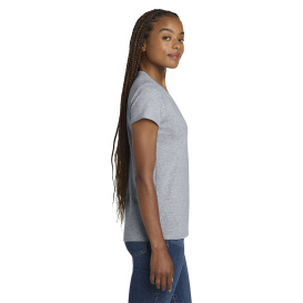 Gildan 5V00L Ladies Heavy Cotton/Polyester V-Neck T-Shirt - Sport Grey