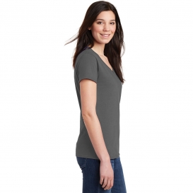Gildan 5V00L Ladies Heavy Cotton V-Neck T-Shirt - Charcoal