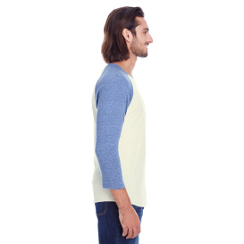 Threadfast 302G Unisex Triblend 3/4 Sleeve Raglan - Cream/Navy Triblend