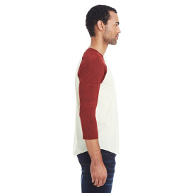 Threadfast 302G Unisex Triblend 3/4 Sleeve Raglan - Cream/Cardinal Black Triblend