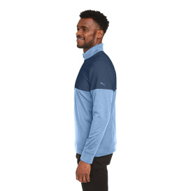 PUMA Golf 595803 Cloudspun Warm Up Quarter-Zip - Blue Bell/Dark Denim