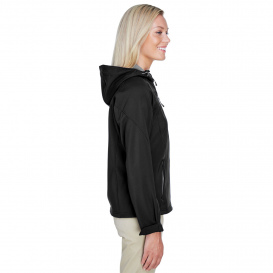 North End 78166 Ladies Prospect Two Layer Fleece Bonded Soft Shell Hooded Jacket - Black