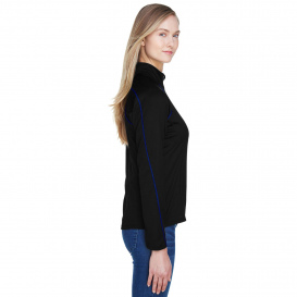 North End 78187 Ladies Radar 1/4-Zip Performance Long Sleeve Top - Black/True Royal