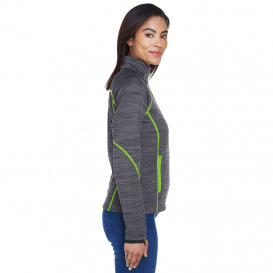 North End 78697 Ladies Flux Melange Bonded Fleece Jacket - Carbon/Acid Green