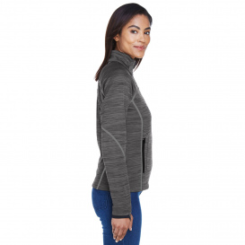 North End 78697 Ladies Flux Melange Bonded Fleece Jacket - Carbon/Black