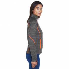 North End 78697 Ladies Flux Melange Bonded Fleece Jacket - Carbon/Orange Soda