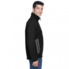 North End 88138 Men's Three Layer Fleece Bonded Soft Shell Technical Jacket - Black
