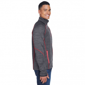 North End 88697 Men\'s Flux Melange Bonded Fleece Jacket - Carbon/Olympic Red