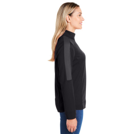Core 365 CE404W Ladies Market Snag Protect Mesh Colorblock Quarter-Zip - Black/Carbon