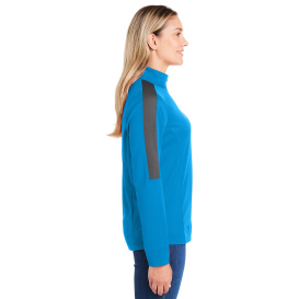 Core 365 CE404W Ladies Market Snag Protect Mesh Colorblock Quarter-Zip - Electric Blue/Carbon