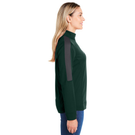 Core 365 CE404W Ladies Market Snag Protect Mesh Colorblock Quarter-Zip - Forest/Carbon