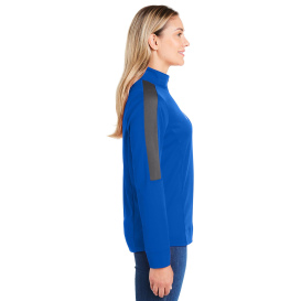 Core 365 CE404W Ladies Market Snag Protect Mesh Colorblock Quarter-Zip - True Royal/Carbon
