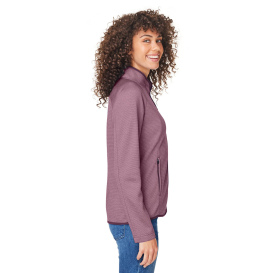 Core 365 CE72W Ladies Venture Heathered Stripe Full-Zip - Burgundy/White