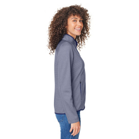 Core 365 CE72W Ladies Venture Heathered Stripe Full-Zip - Classic Navy/White