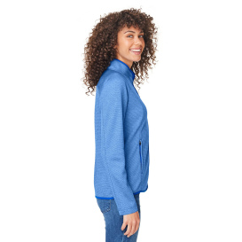 Core 365 CE72W Ladies Venture Heathered Stripe Full-Zip - True Royal/White