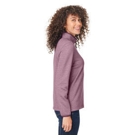 Core 365 CE73W Ladies Venture Heathered Stripe Quarter-Zip - Burgundy/White