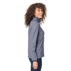 Core 365 CE73W Ladies Venture Heathered Stripe Quarter-Zip - Classic Navy/White