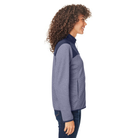 Core 365 CE74W Ladies Venture Heathered Stripe Hybrid Jacket - Classic Navy/White