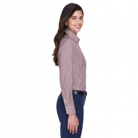 Devon & Jones D640W Ladies Crown Woven Collection Gingham Check - Burgundy