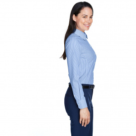 Devon & Jones D645W Ladies Crown Woven Collection Banker Stripe - French Blue