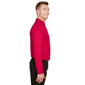 Devon & Jones DG20L CrownLux Performance Plaited Long Sleeve Polo - Red