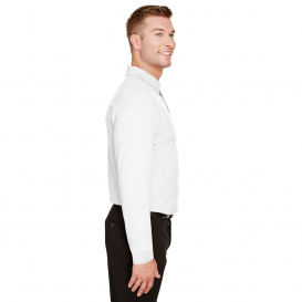 Devon & Jones DG20L CrownLux Performance Plaited Long Sleeve Polo - White